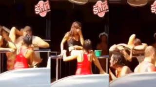 คลิปหลุด สงกรานต์ สาวสวยเมาเสื้อดำโดนฝรั่งเดินมาจับแหกขาเบรินหีคาโต๊ะเลยใจได้จัด
